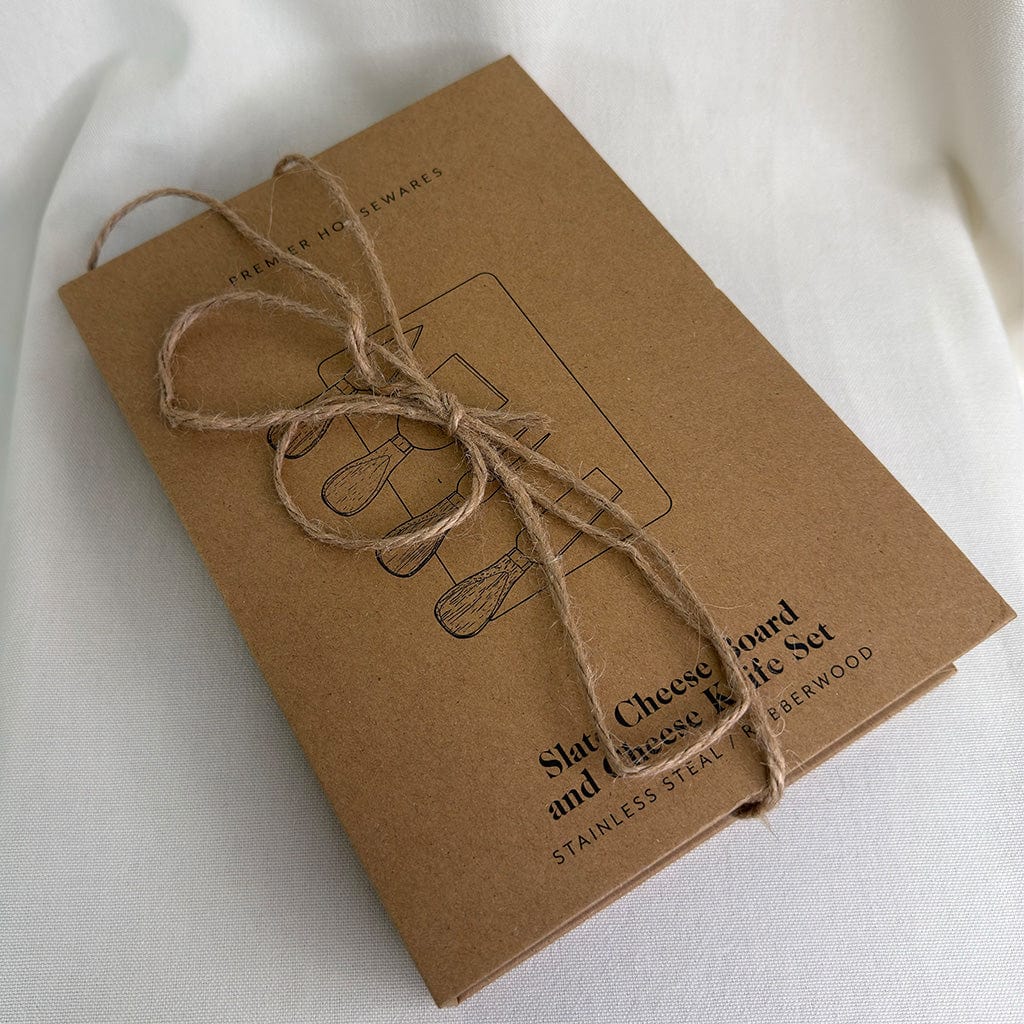 Kraft paper box with twine bow on a white background