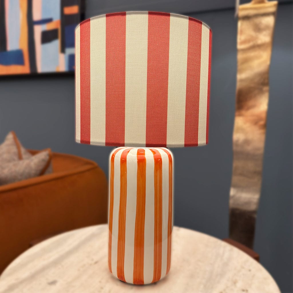 Cicada Orange Striped Table Lamp With Shade