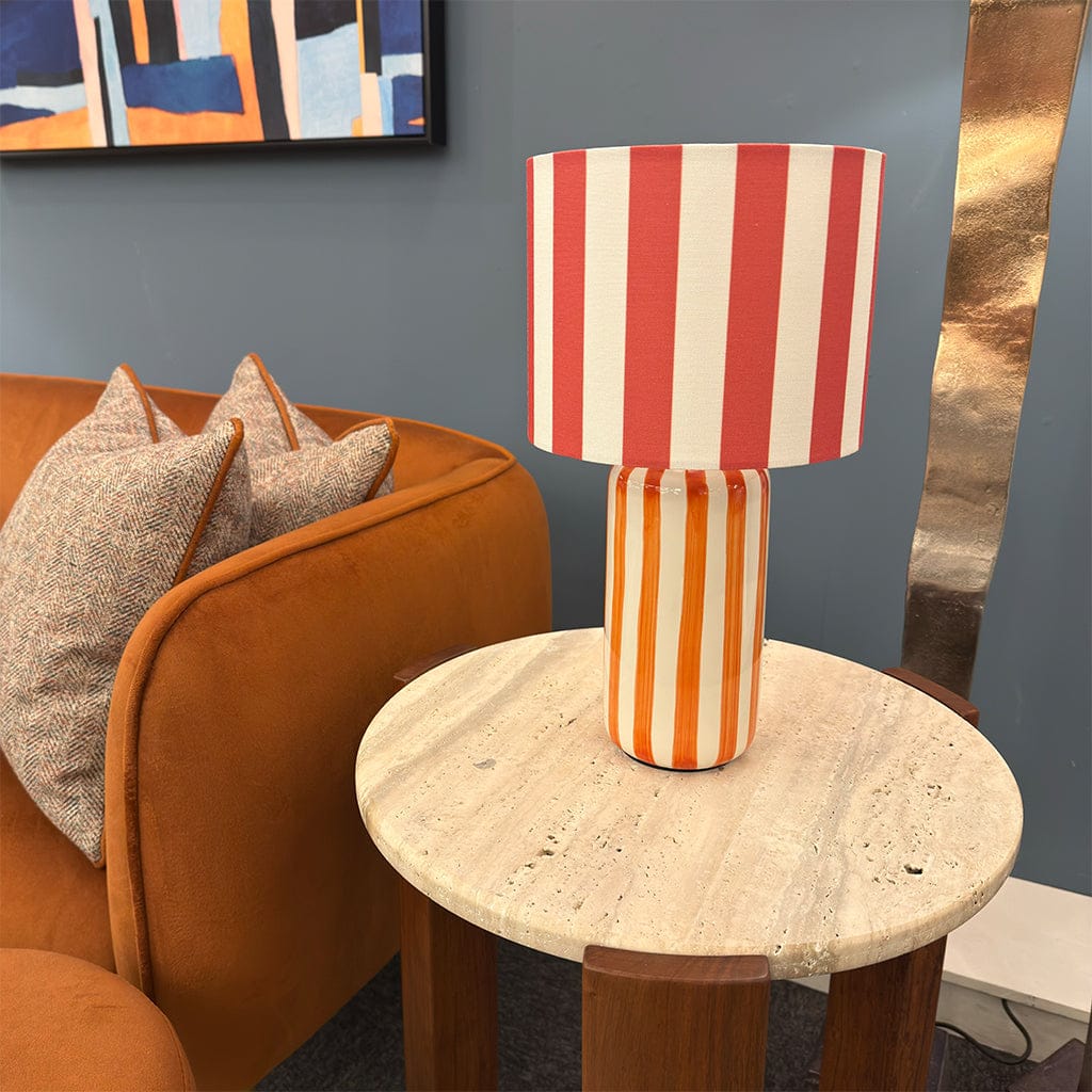 Cicada Orange Striped Table Lamp With Shade