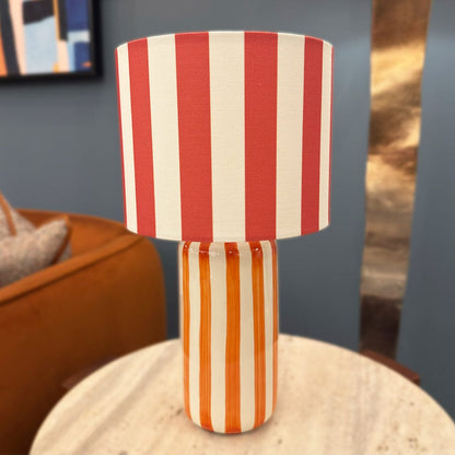 Cicada Orange Striped Table Lamp With Shade