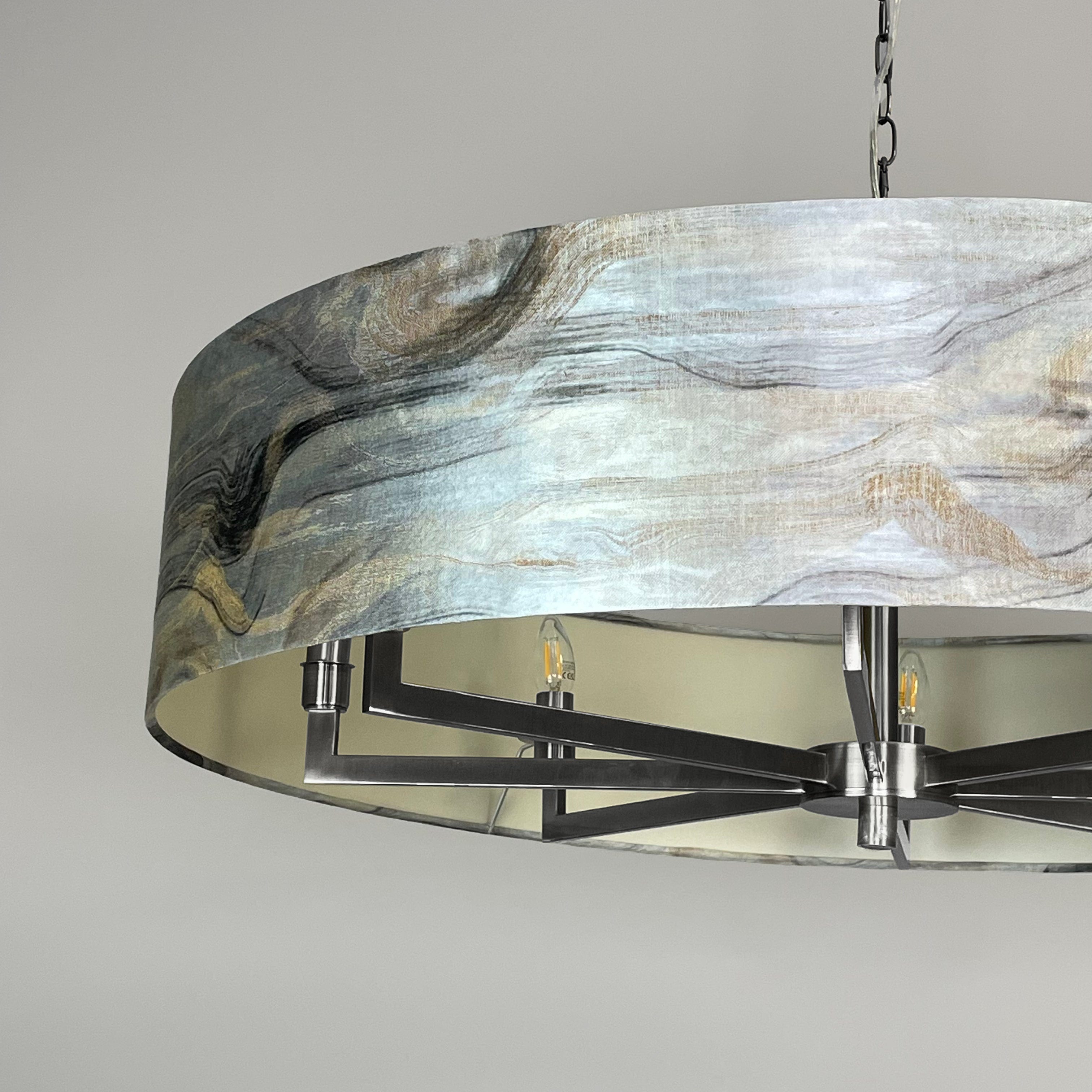 Circa 8 Light Brushed Steel with Tessuto Nero