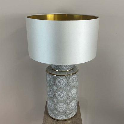 Circle Pattern Ceramic & Chrome Table Lamp