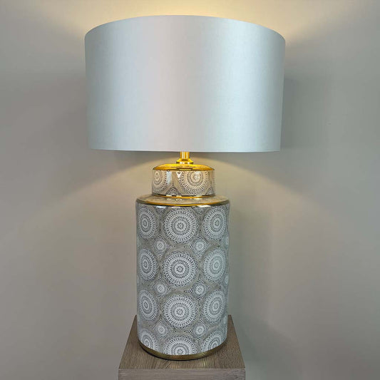 Circle Pattern Ceramic & Chrome Table Lamp