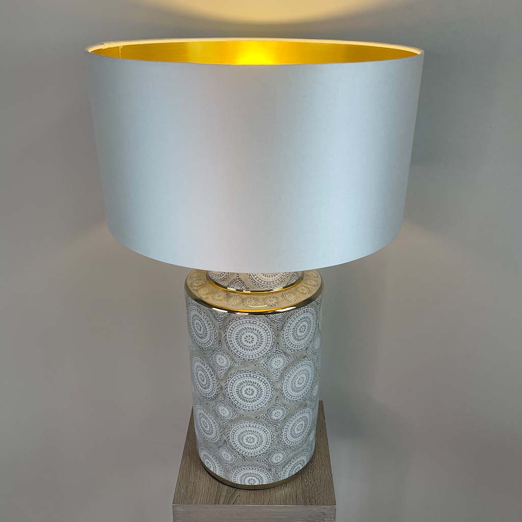 Circle Pattern Ceramic & Chrome Table Lamp