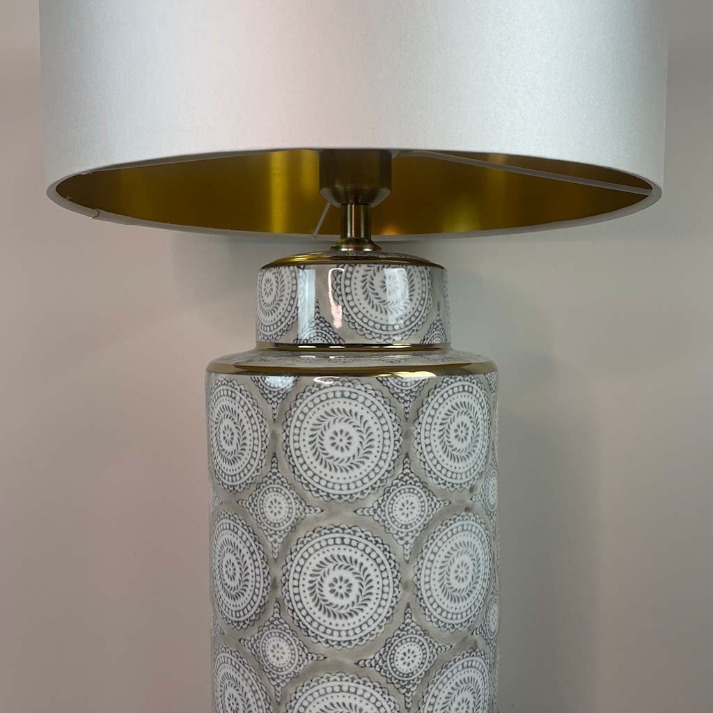 Circle Pattern Ceramic & Chrome Table Lamp