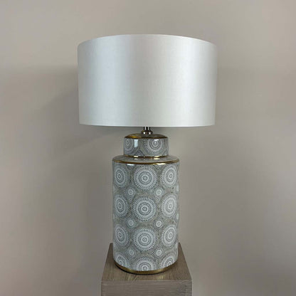 Circle Pattern Ceramic & Chrome Table Lamp