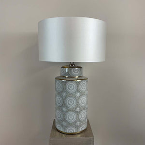 Circle Pattern Ceramic and Chrome Table Lamp