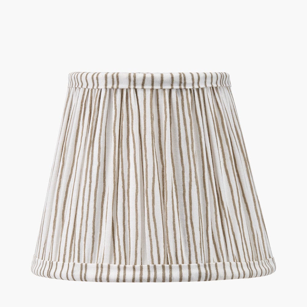 Striped lampshade with brown and white pattern on a white background