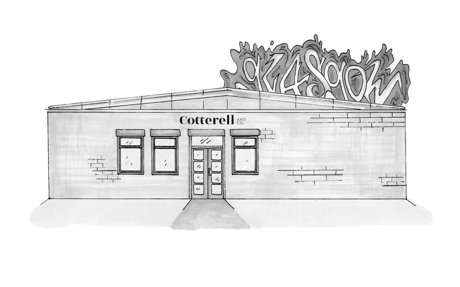 Black & White Illustration of Cotterell & Co in Glasgow