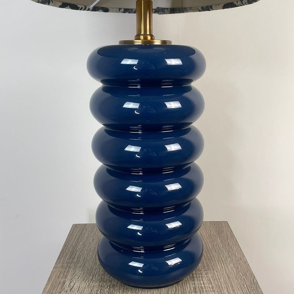 Nomad Blue Glass Table Lamp with Santa Cruz Indigo Tall Shade