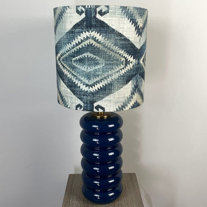 Nomad Blue Glass Table Lamp with Santa Cruz Indigo Tall Shade