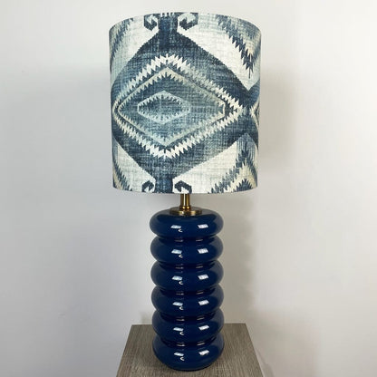 Nomad Blue Glass Table Lamp with Santa Cruz Indigo Tall Shade