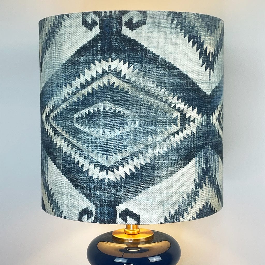 Nomad Blue Glass Table Lamp with Santa Cruz Indigo Tall Shade