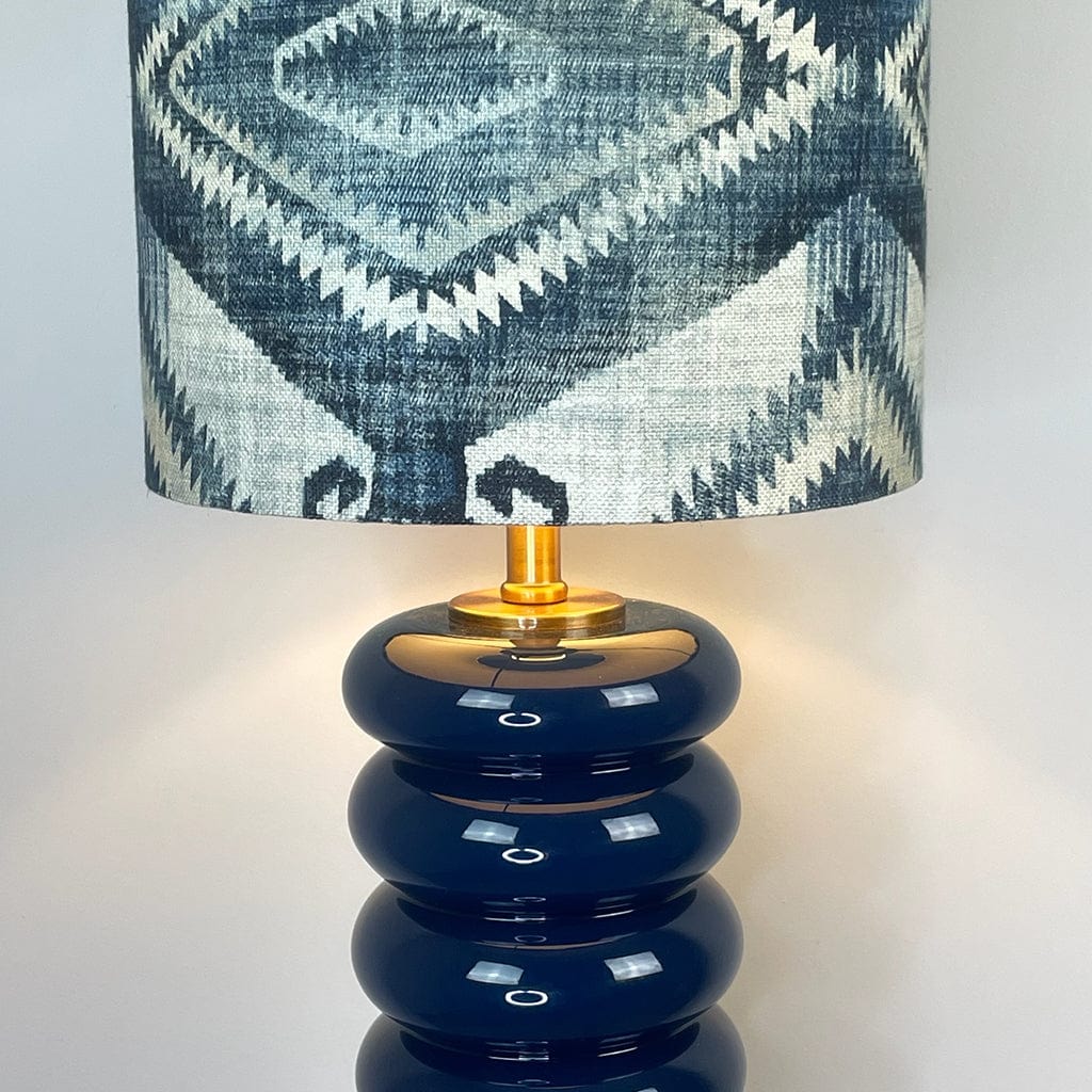 Nomad Blue Glass Table Lamp with Santa Cruz Indigo Tall Shade