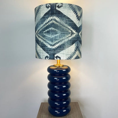 Nomad Blue Glass Table Lamp with Santa Cruz Indigo Tall Shade