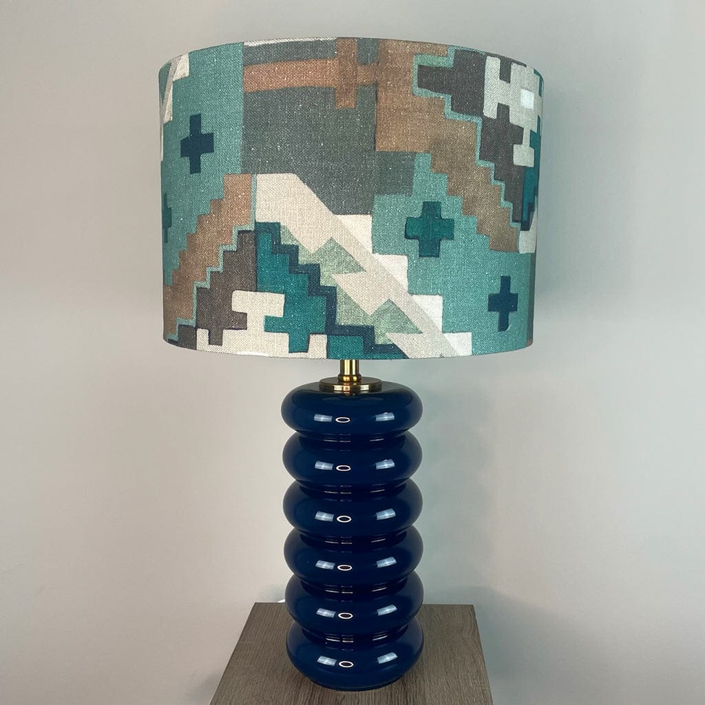 Nomad Blue Glass Table Lamp with Machu Picchu Mineral Shade