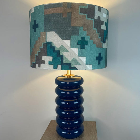 Nomad Blue Glass Table Lamp with Machu Picchu Mineral Shade