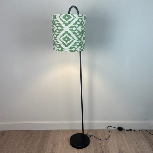 Black Idra Floor Lamp with Marrakesh Emerald Shade