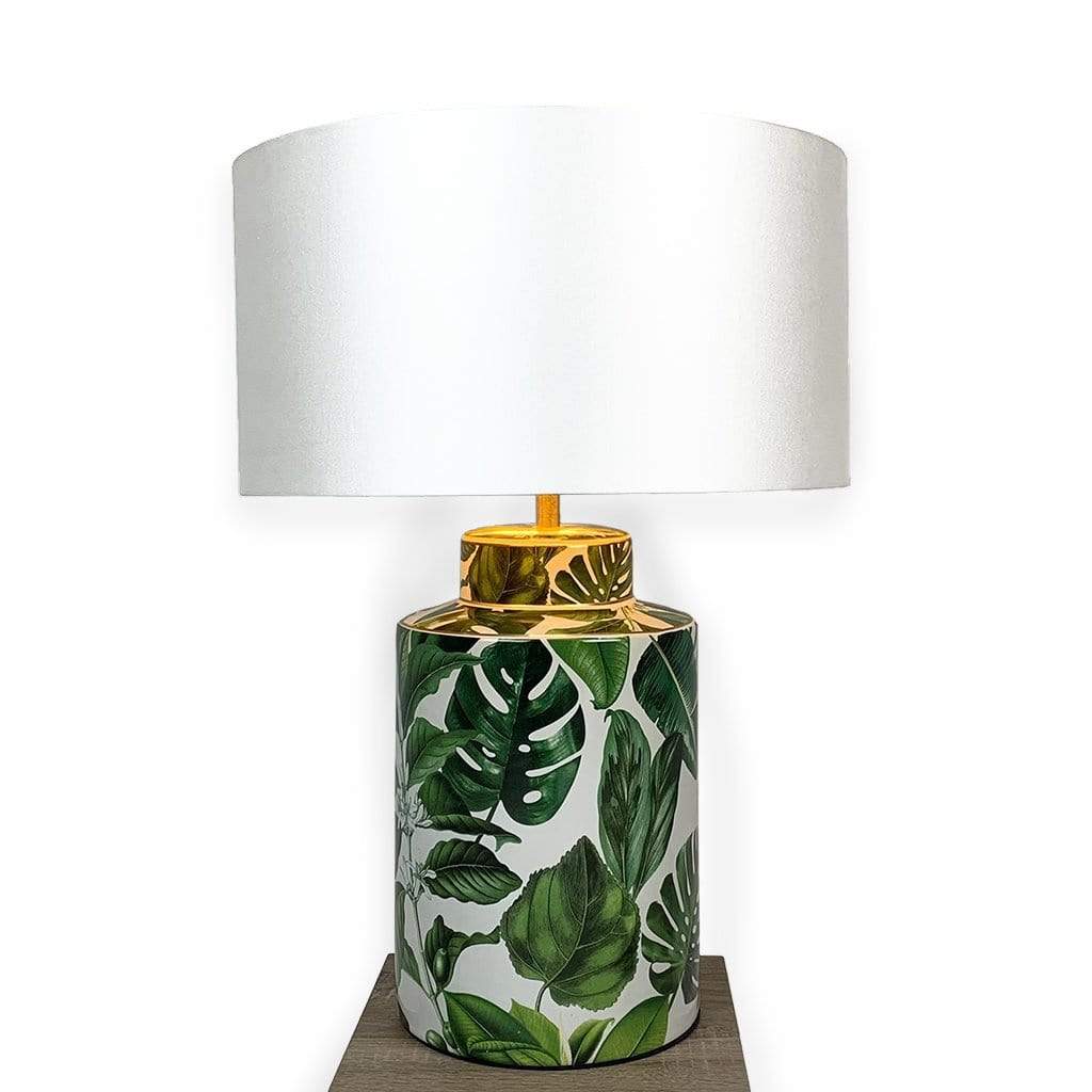 Filip Green Leaf Table Lamp with Marshmallow Rocke Shade