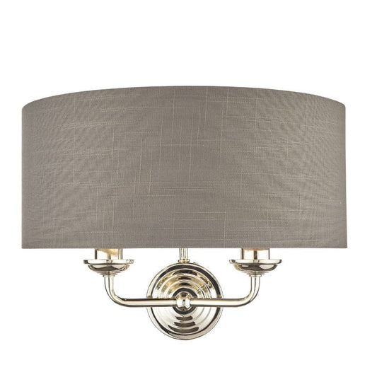 Sorrento 2 Light Wall Light Polished Nickel With Charcoal Shade