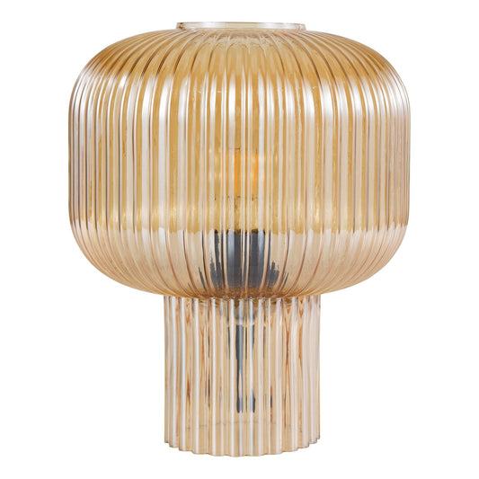 Demarius Table Lamp Amber Ribbed Glass