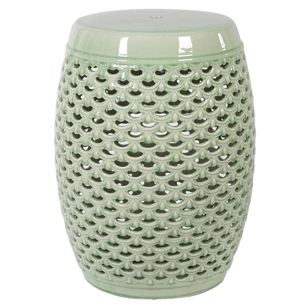 Celadon Pierced Ceramic Stool