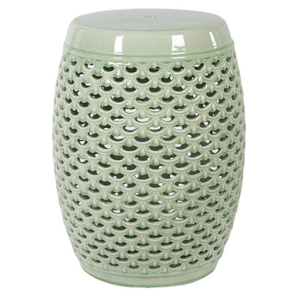 Celadon Pierced Ceramic Stool