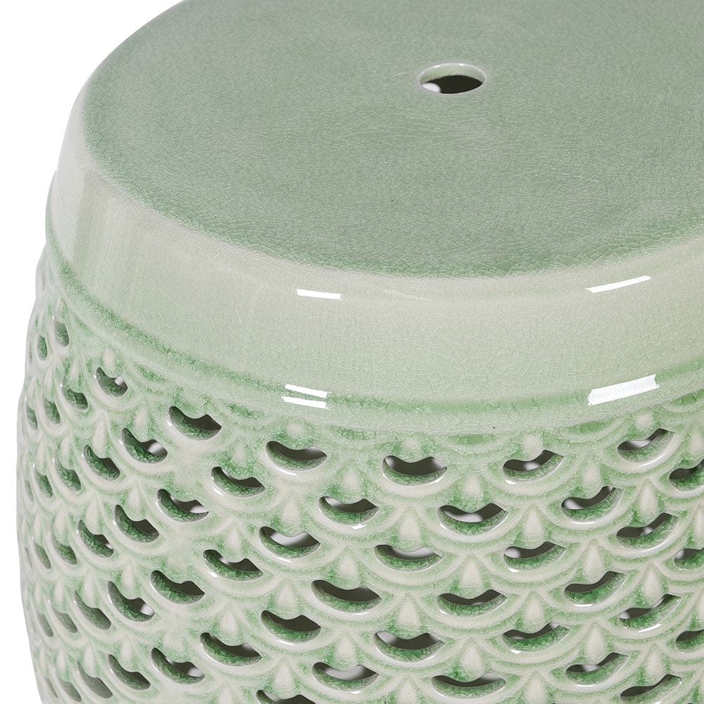 Celadon Pierced Ceramic Stool