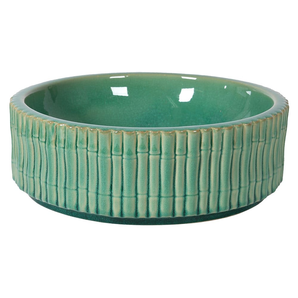 Aqua Bamboo Effect Ceramic Bowl