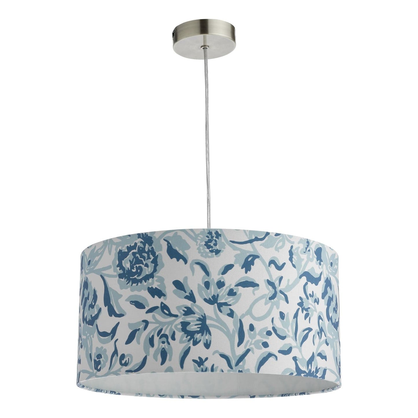 Down House Blue Cotton Drum Shade 40cm