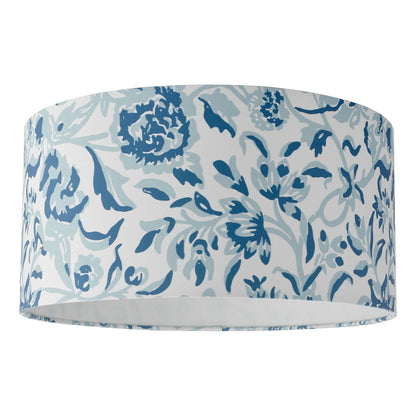 Down House Blue Cotton Drum Shade 40cm