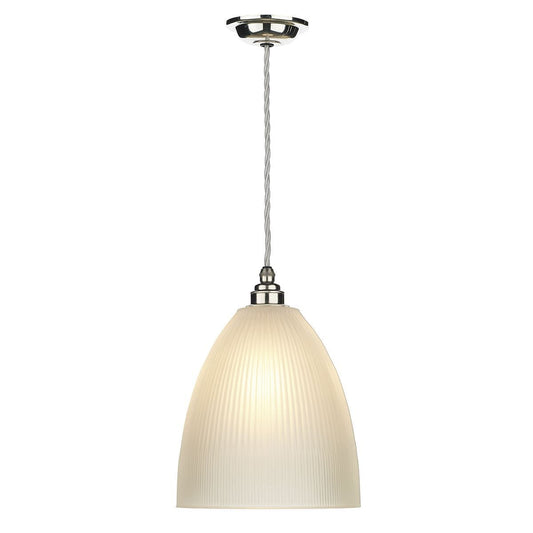 David Hunt Duxford Glass Pendant Nickel Chrome with Satin Glass