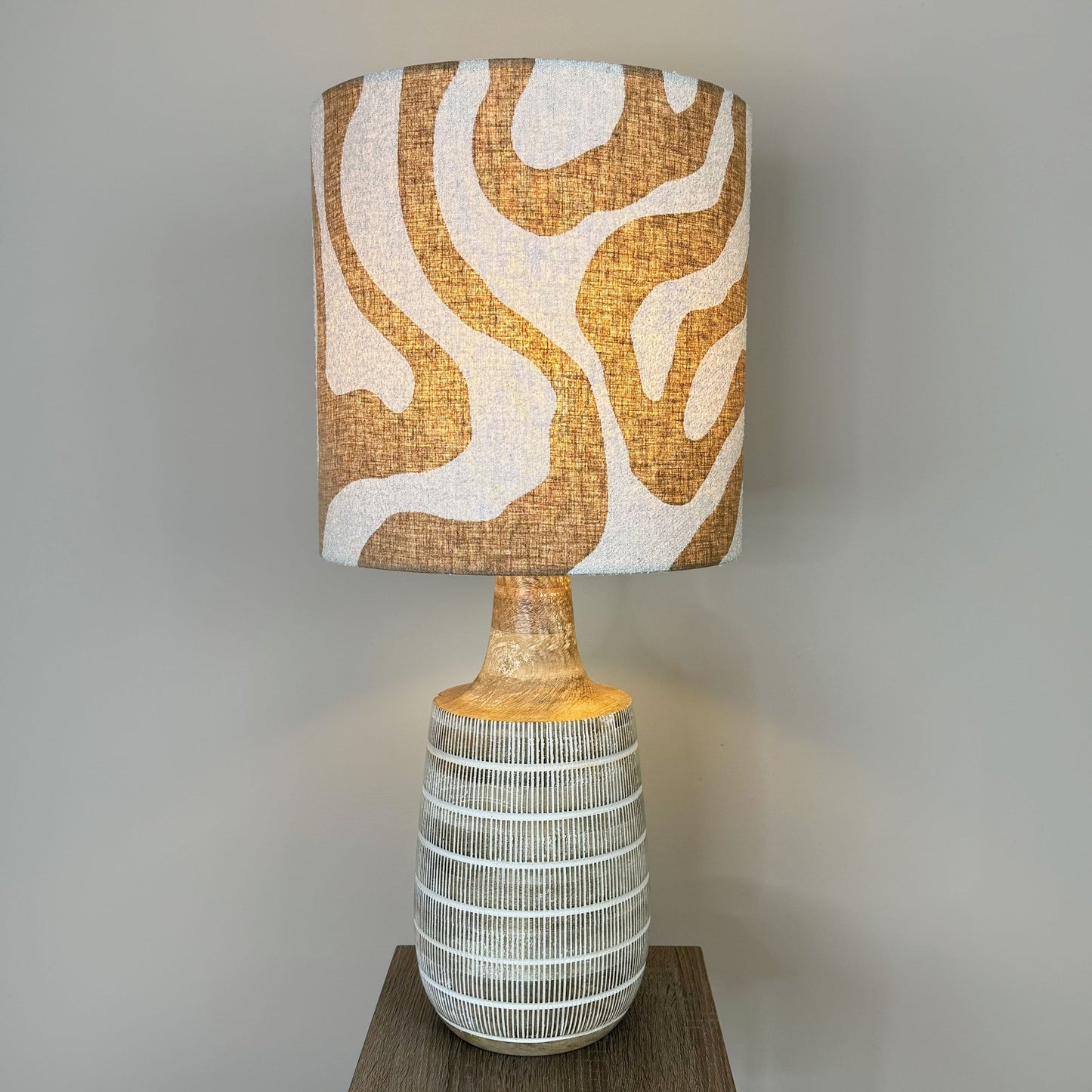 Dambula Wash Stripe Wooden Table Lamp with Sigrid Sandstone