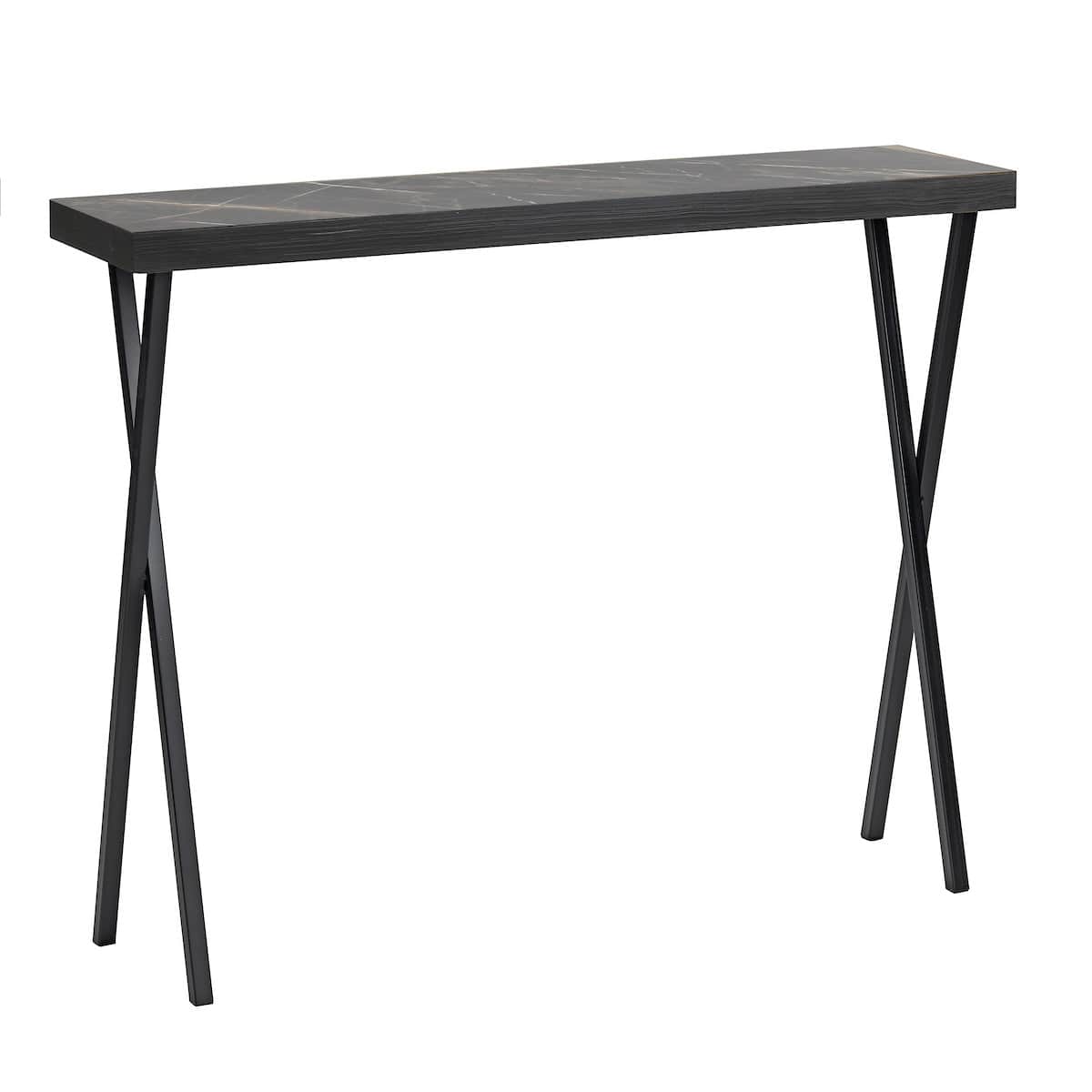 Black console table with a white background