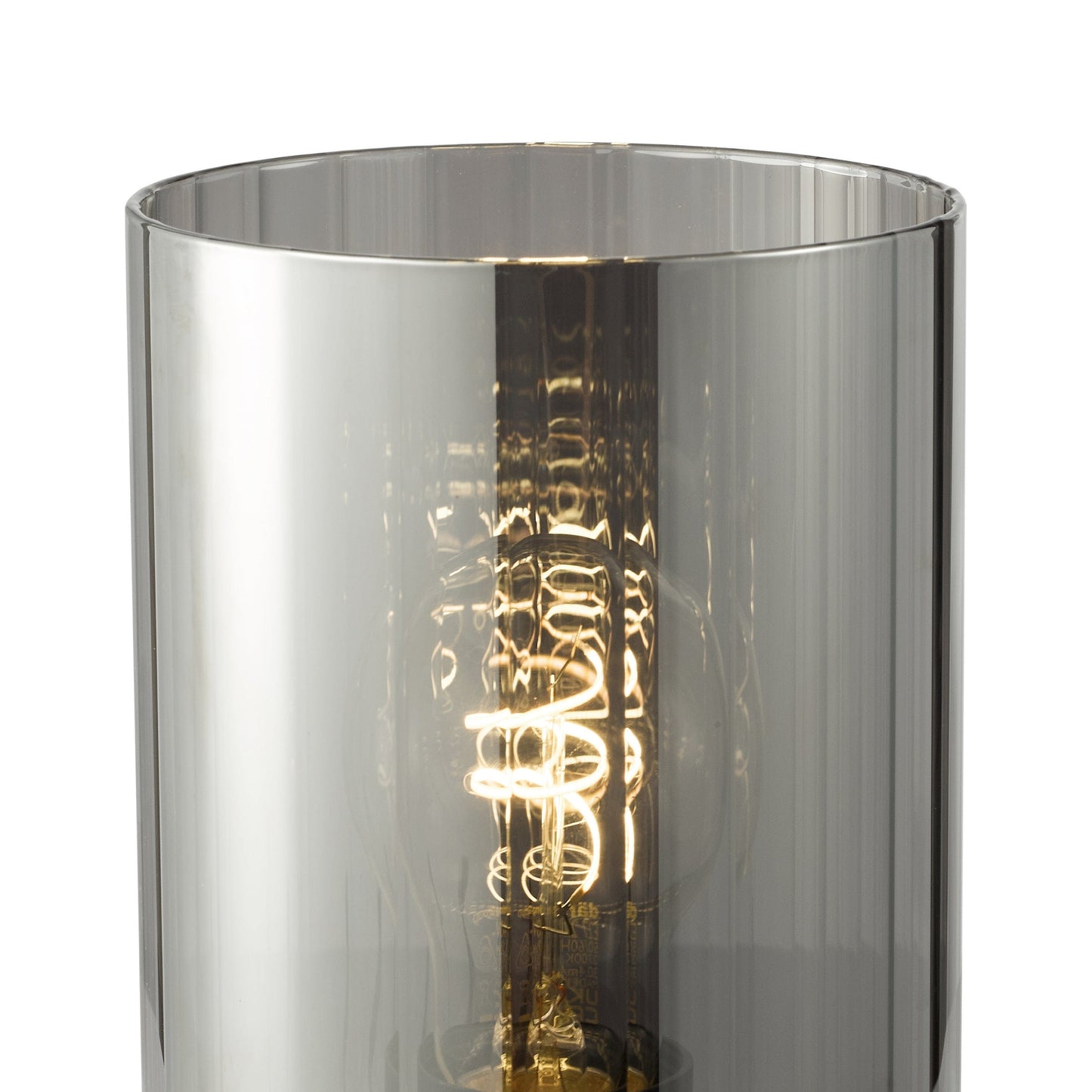 Silver cylindrical vase with a textured interior on a white background