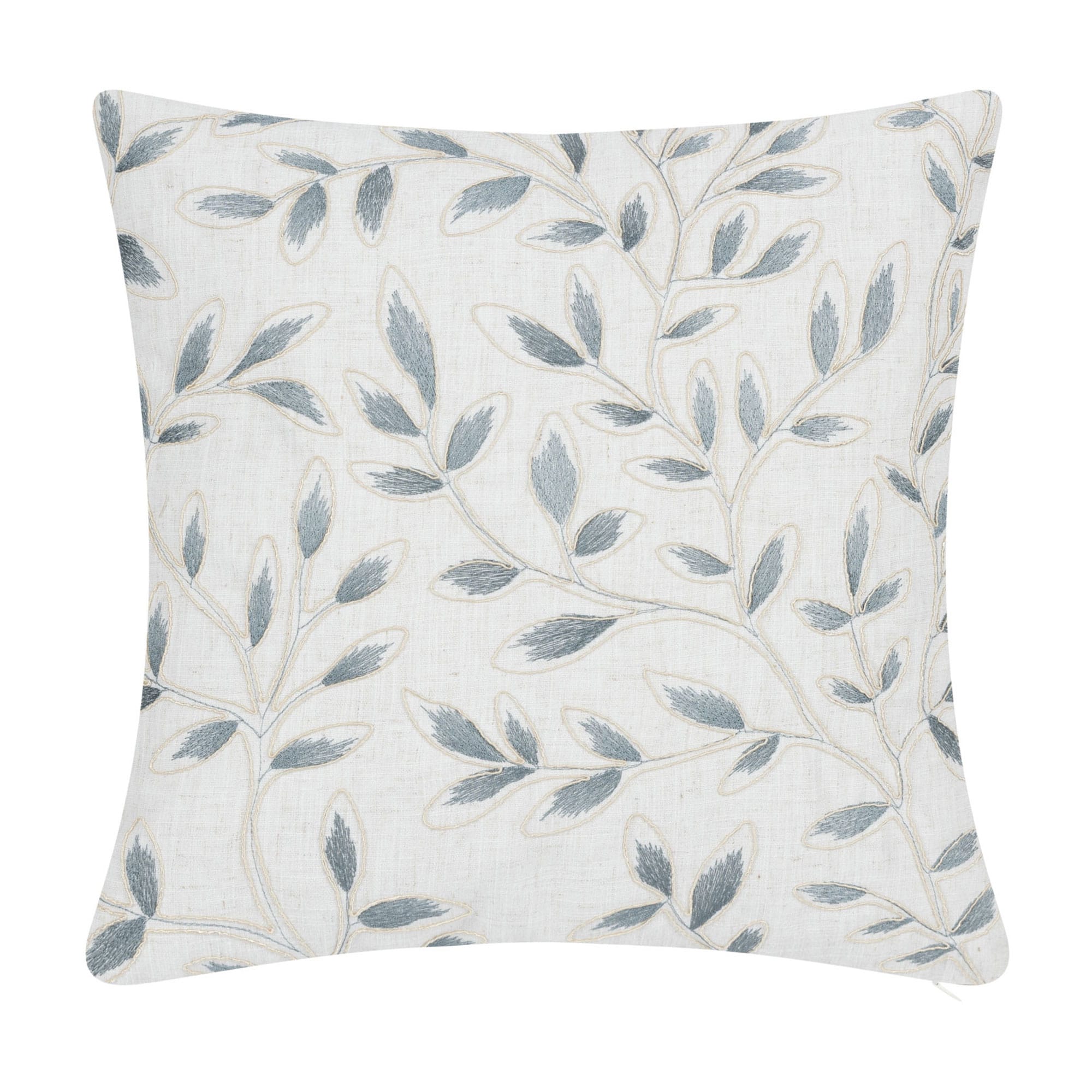 Decorative pillow with leaf pattern on a white background