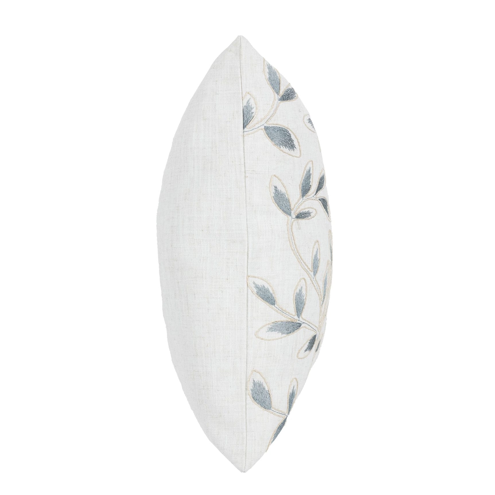 Decorative pillow with leaf pattern on a white background