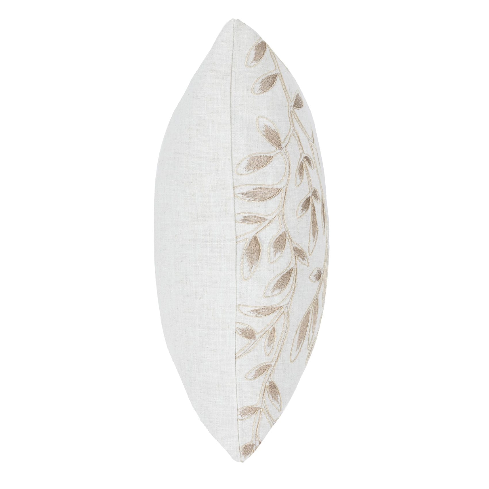 Decorative pillow with leaf pattern on a white background