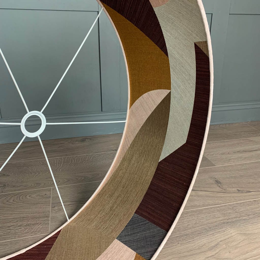 Dusky Pink Velvet Pendant Shade with Arte Puzzle Wallpaper Lining