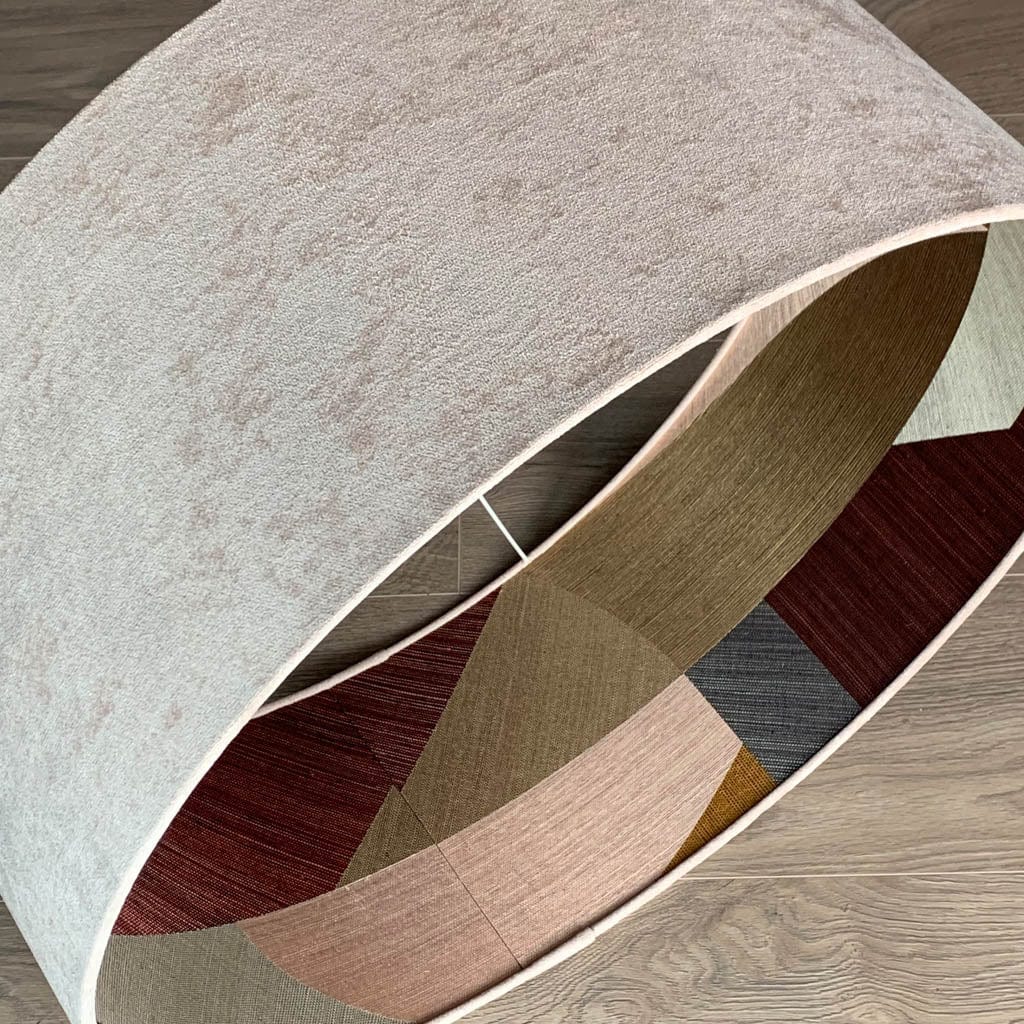 Dusky Pink Velvet Pendant Shade with Arte Puzzle Wallpaper Lining