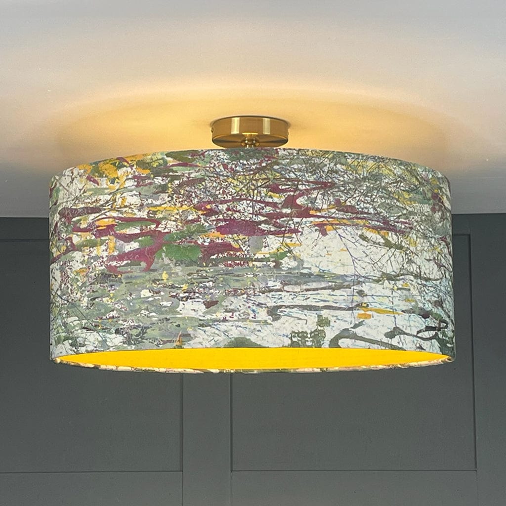 Mairi Helena Reed Dance Linen Pendant Shade with Banana Silk Lining