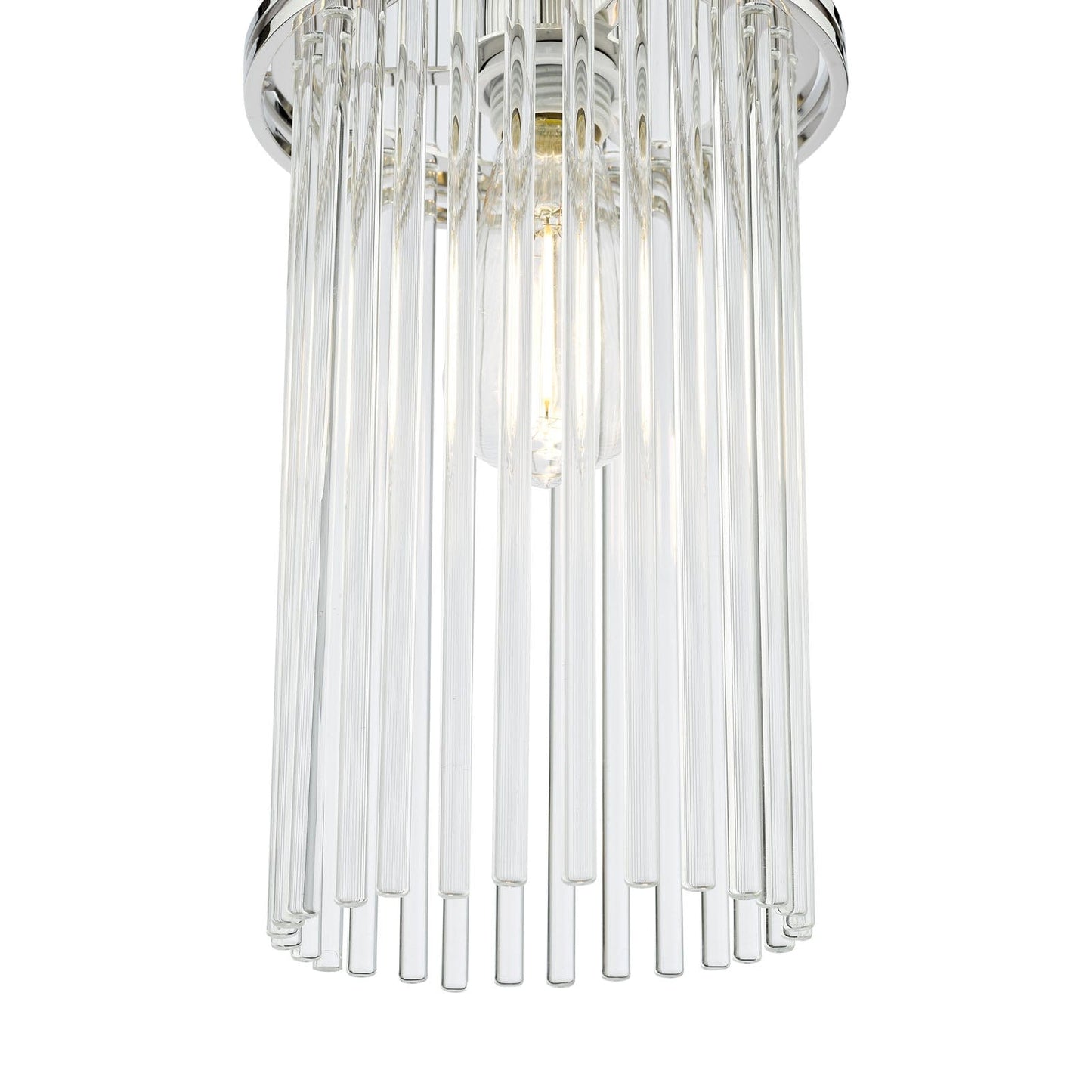 Eltham Single Glass Rod Pendant Polished Nickel and Crystal