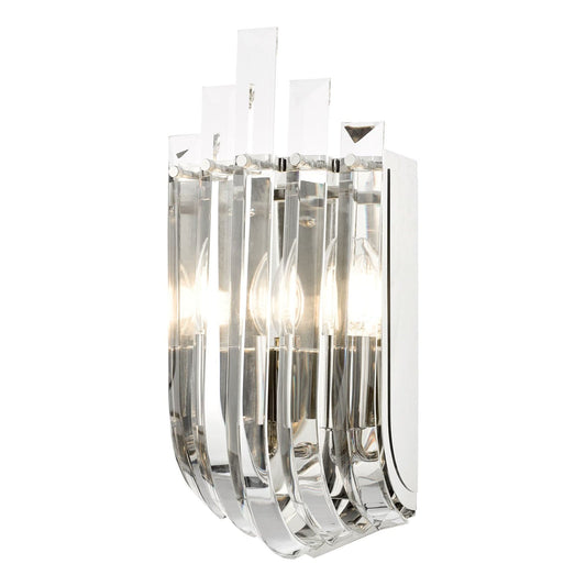 Eltham 2 Light Wall Light Polished Nickel and Crystal