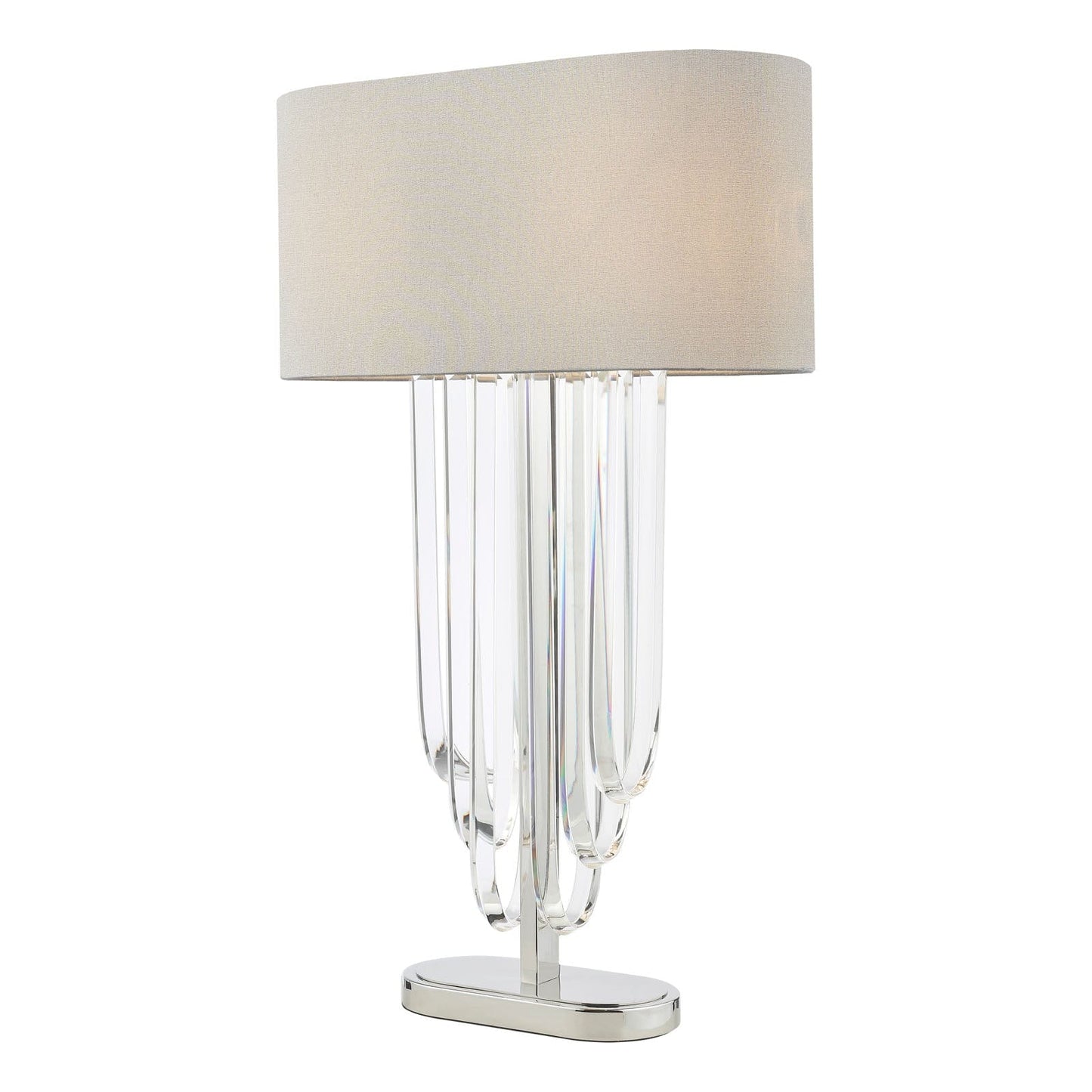 Eltham 2 Light Table Lamp Polished Nickel and Crystal With Shade