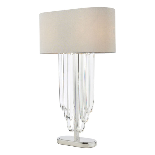 Eltham 2 Light Table Lamp Polished Nickel and Crystal With Shade