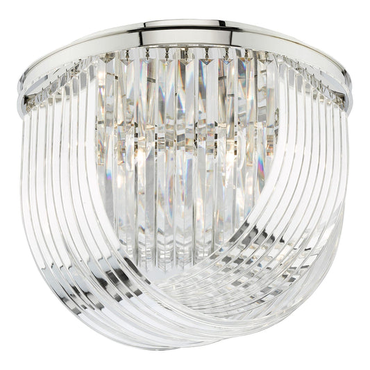 Eltham 4 Light Swag Flush Polished Nickel and Crystal