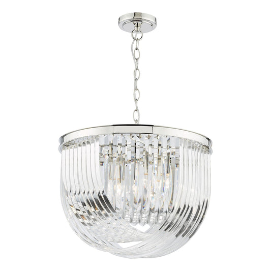 Eltham 4 Light Swag Pendant Polished Nickel and Crystal