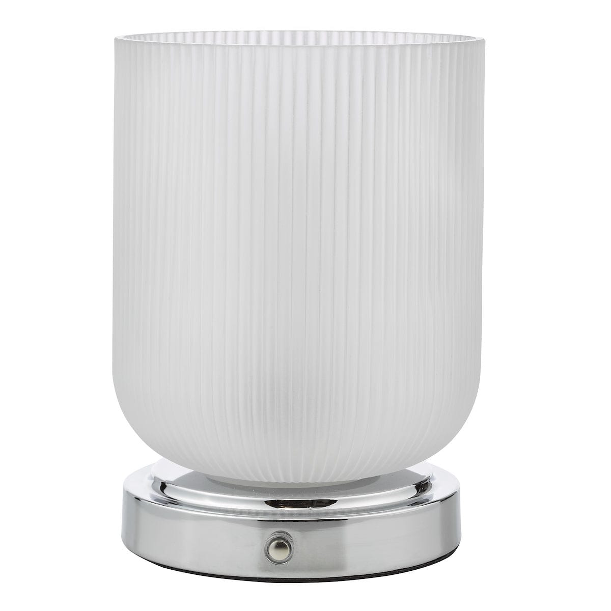 Echo Chrome and Ribbed Glass Rechargeable Table Lamp