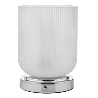 Echo Chrome and Ribbed Glass Rechargeable Table Lamp