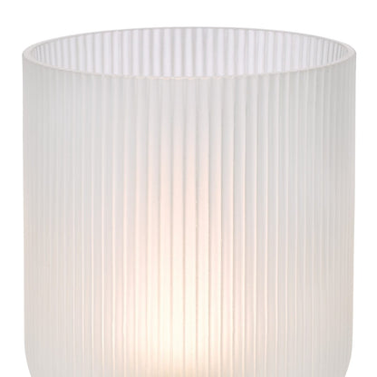 Echo Chrome and Ribbed Glass Rechargeable Table Lamp